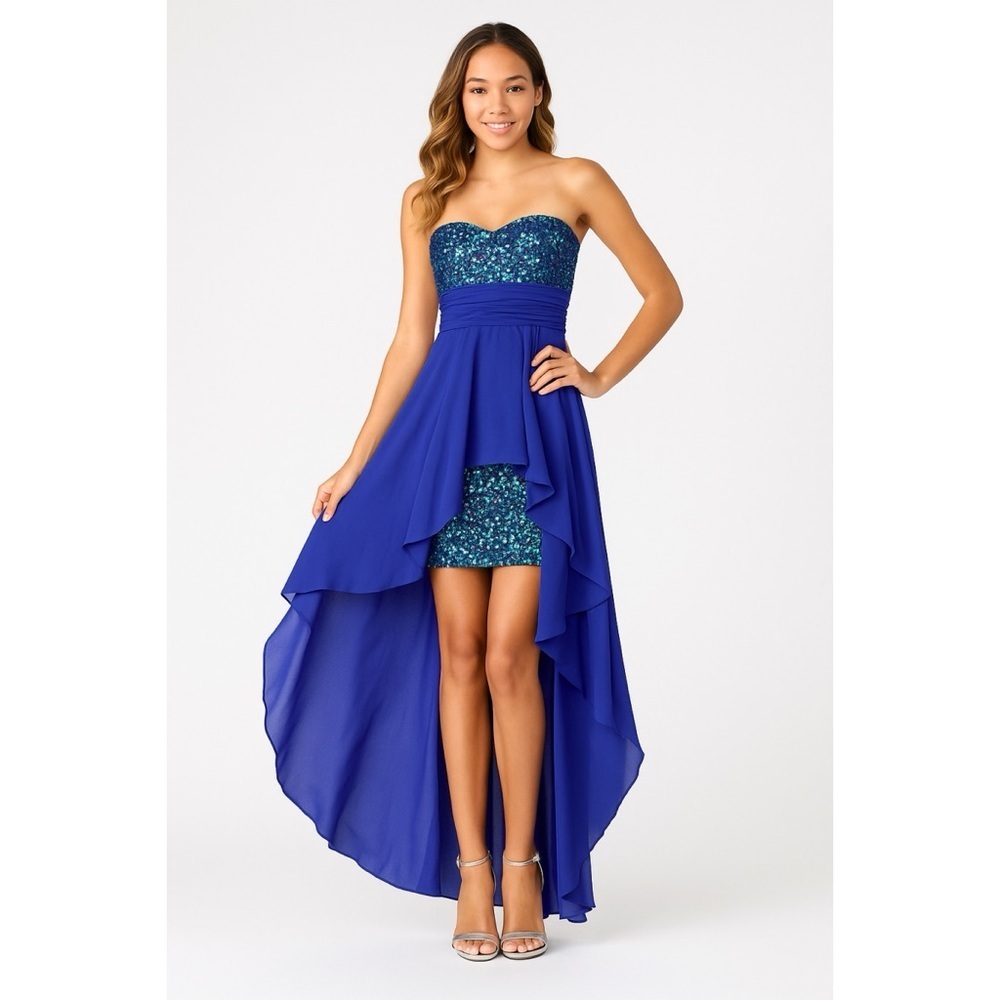 Hailey Logan by Adrianna Papell Juniors Hilo with Multi Sequin Dress